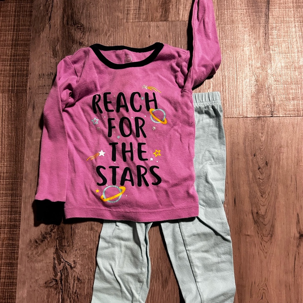 Wonder Nation Reach for the Stars Pajama Set - Pink and Gray